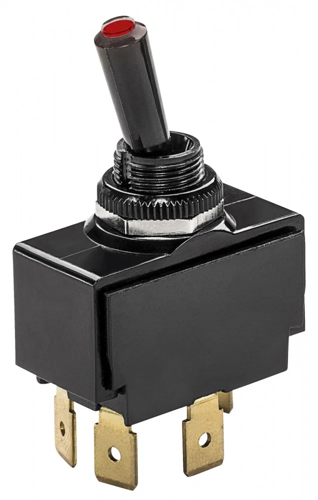 S-7051C – WHITECAP IND Multi Purpose Switch, On-Off Momentary 12 Volt 15 Amp Toggle Lighted Tip Brass/ Bakelite Witho...